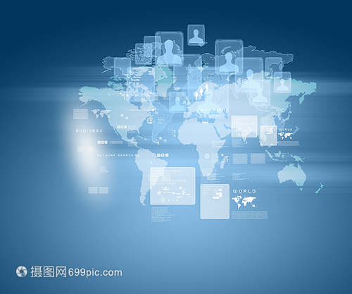 互联网插图 描绘全球业务服务的数字画卷